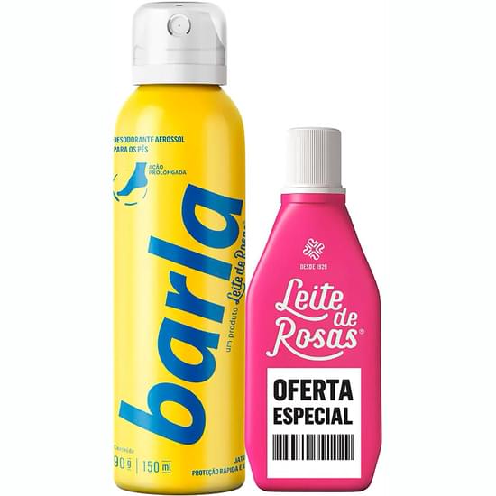 Imagem de Desodorante aerosol para pés barla 90g grátis leite de rosas 60ml