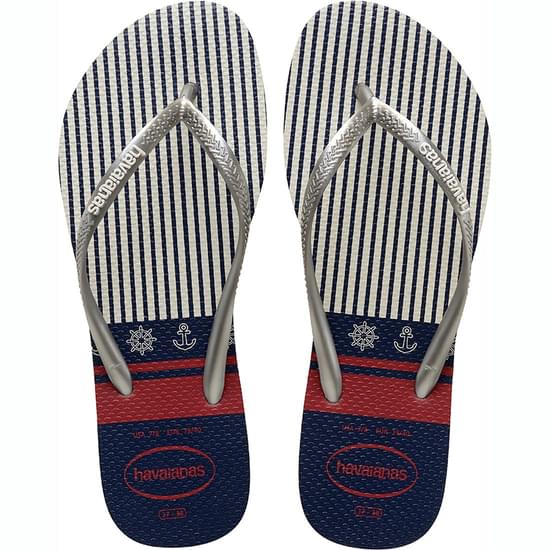 Imagem de Sandália havaianas feminina slim nautical branco e prata 37/38