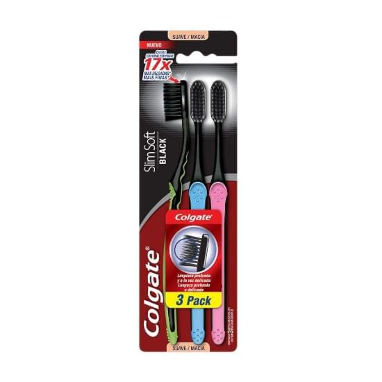 Imagem de Escova de dente colgate slim soft black 3 unid