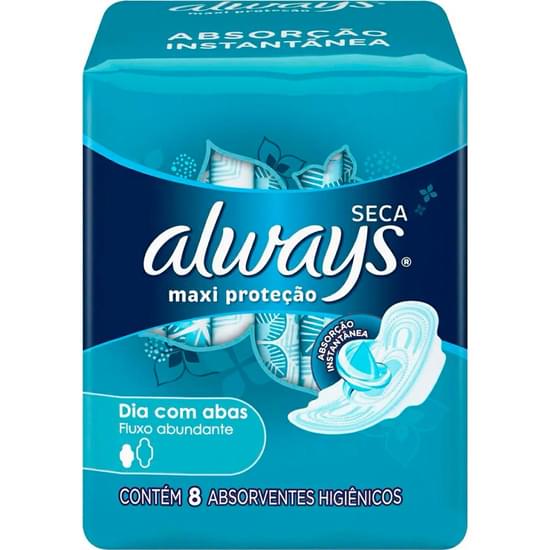 Imagem de Absorvente diário always sem abas maxi proteção seca | com 8 unidades