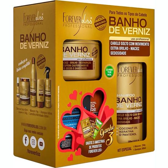 Imagem de Kit forever liss banho de verniz shampoo 300ml e máscara hidratante 250g