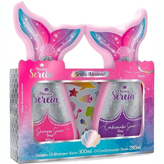 Imagem de Kit biotropic menina sereia shampoo 300ml e condionador infantil 280ml grátis adesivos