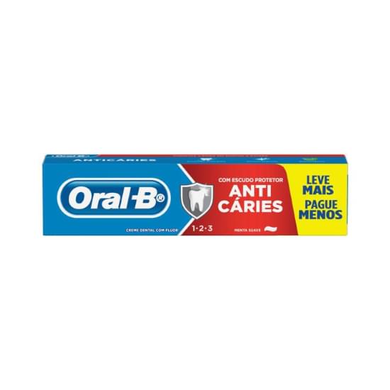 Imagem de Creme dental anticáries com flúor menta suave oral-b 1-2-3 150g leve mais pague menos