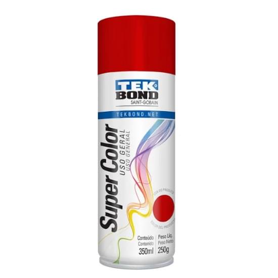 Imagem de Tinta spray super color vermelho uso geral com 350ml tekbond