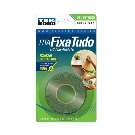 Imagem de Fita fixa tudo dupla face para uso interno 12mm x 2m tekbond