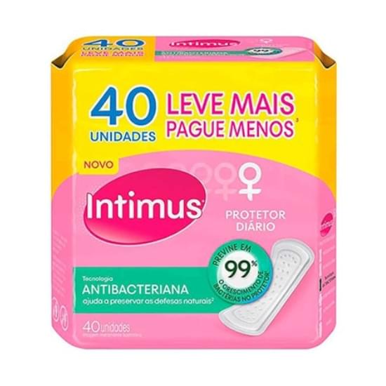 Imagem de Protetor diário sem abas intimus antibacteriano pacote com 40 unidades leve mais pague menos