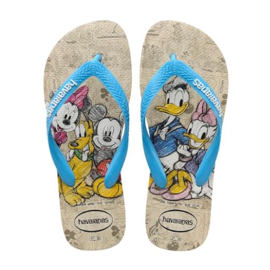 Imagem de Sandália havaianas infantil disney stylish bege palha e azul 41/2