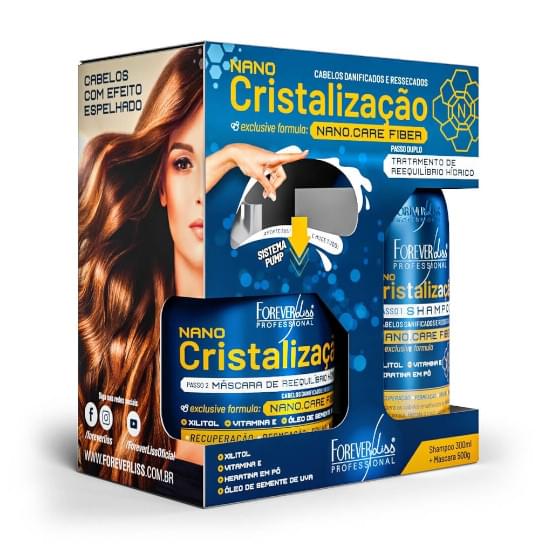 Imagem de Nano cristalizacão capilar forever liss kit shampoo 300ml e mascara 500g