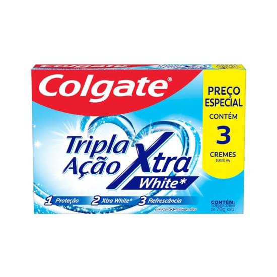 Imagem de Creme dental colgate tripla ação xtra white 70g 3 unidades com desconto especial