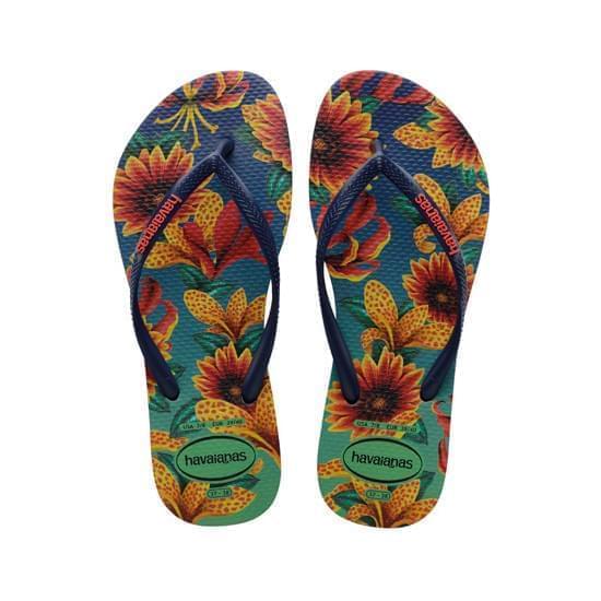 Imagem de Sandália havaianas feminina slim floral marinho/marinho 33/34