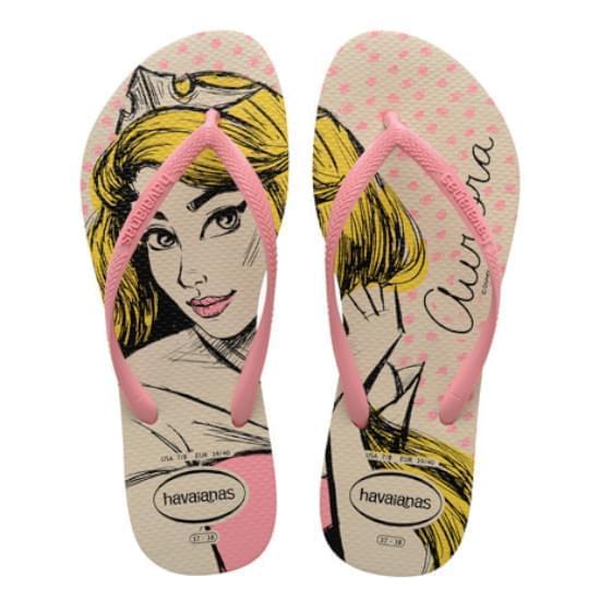 Imagem de Sandalia havaianas feminina slim princesas bege palha/rosa 33/34