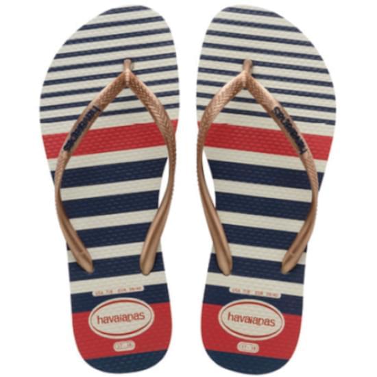 Imagem de Sandália havaianas feminina slim nautical branco/rose gold metalico 35/36