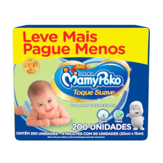 Imagem de Toalhas umedecidas mamypoko toque suave leve mais pague menos | pacote com 200 unidades