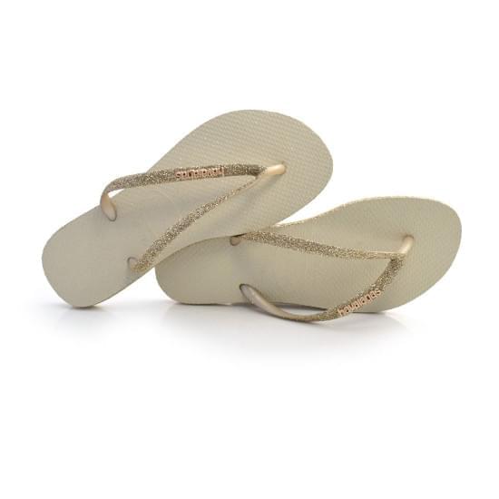 Imagem de Sandália havaianas feminina slim glitter bege palha 35/36