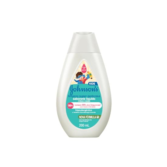 Imagem de Abonete líquido limpeza super poderosa mãos e corpo johnson’s kids 200ml