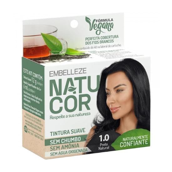 Imagem de Tinta de cabelo natucor naturalmente sem amônia vegana confiante chá preto preto natural 1.0