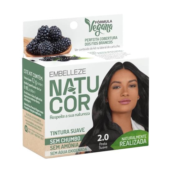 Imagem de Tinta de cabelo natucor naturalmente sem amônia vegana realizada amora-preta preto suave 2.0