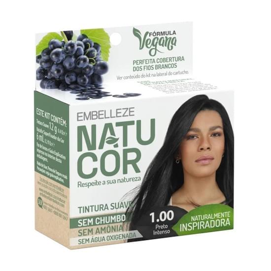 Imagem de Tinta de cabelo natucor naturalmente sem amônia vegana inspiradora uva preta preto intenso 1.00