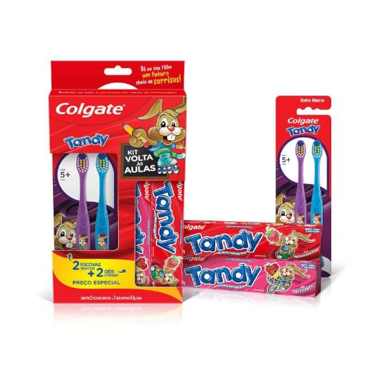 Imagem de Kit escova e gel dental infantil colgate tandy 4 unidades promo 2 escovas dentais e 2 géis dentais 50g com preço especial