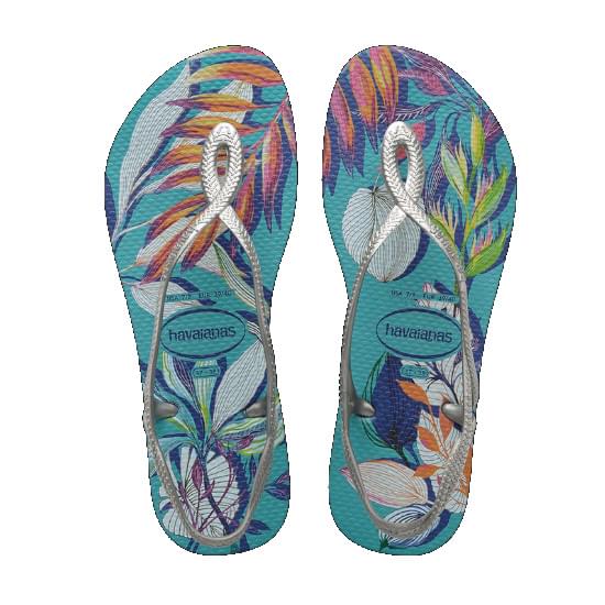 Imagem de Sandalia havaiana feminina luna print azul 39/40