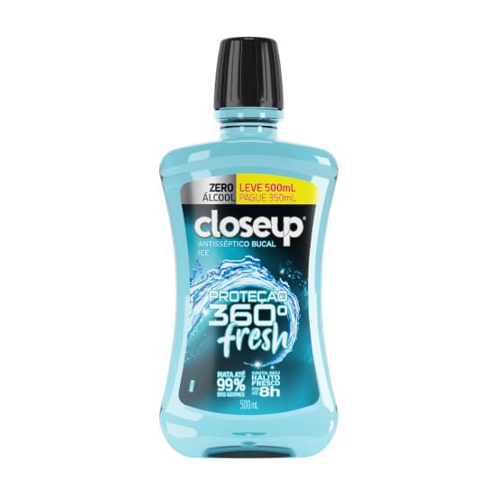 Imagem de Enxaguante bucal antisséptico sem álcool ice closeup proteção 360° fresh 500ml