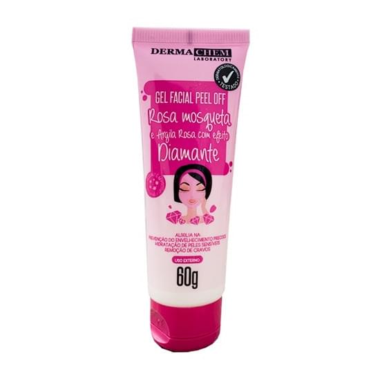 Imagem de Dermachem gel facial peel off rosa mosqueta, argila rosa com efeito diamante 60g