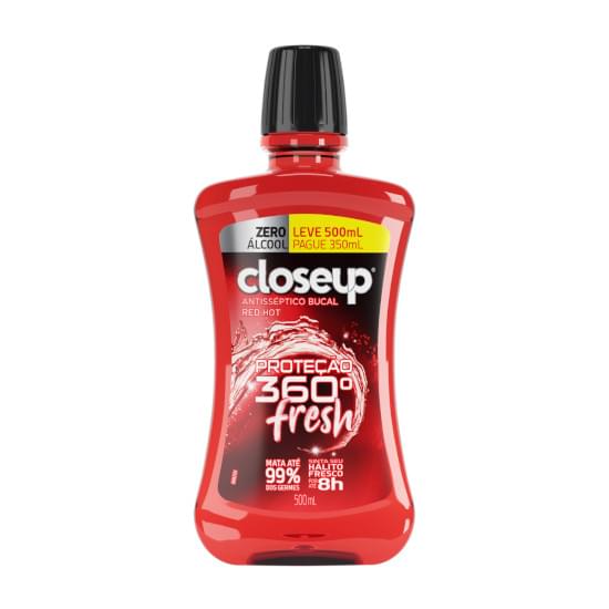 Imagem de Enxaguante bucal antisséptico sem álcool red hot closeup proteção 360° fresh 500ml