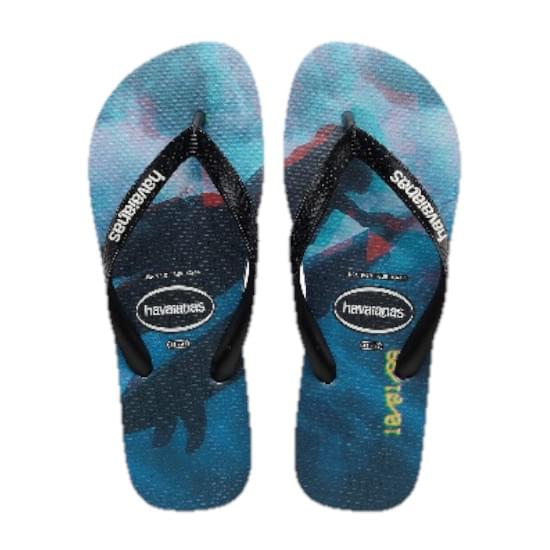 Imagem de Sandália havaianas masculina top photo print preto/preto/azul estrela 37/38