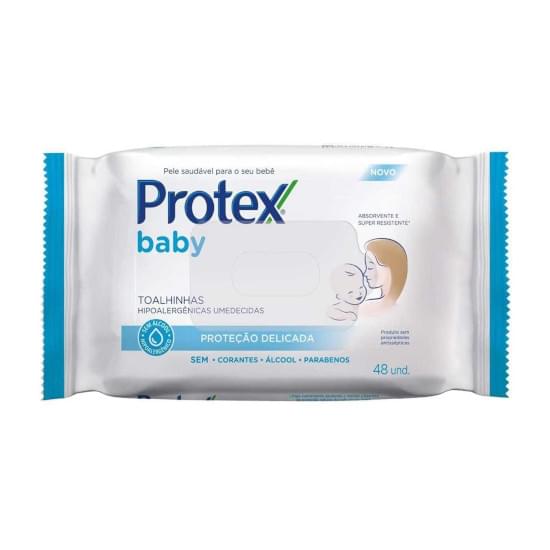 Imagem de Lenços umedecidos para bebês protex baby delicate care embalagem com 48 lenços