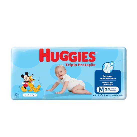 Imagem de Fralda infantil huggies tripla proteção tamanho m jumbo nova | com 32 unidades