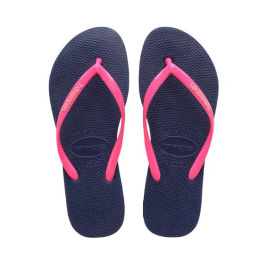 Imagem de Sandalia havaianas feminina slim logo pop-up marinho/maravilha 23/24