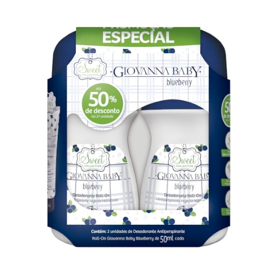 Imagem de Kit desodorante roll on giovanna baby blueberry 50ml 2 unidades 50%off