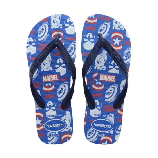 Imagem de Sandália havaianas masculina top marvel logomania azul estrela 31/32