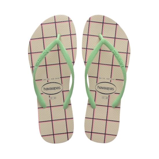 Imagem de Sandália havaianas feminina slim harmony bege palha/verde jardim 35/36