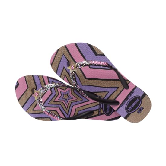 Imagem de Sandália havaianas feminina kids slim glitter ii preto 23/24