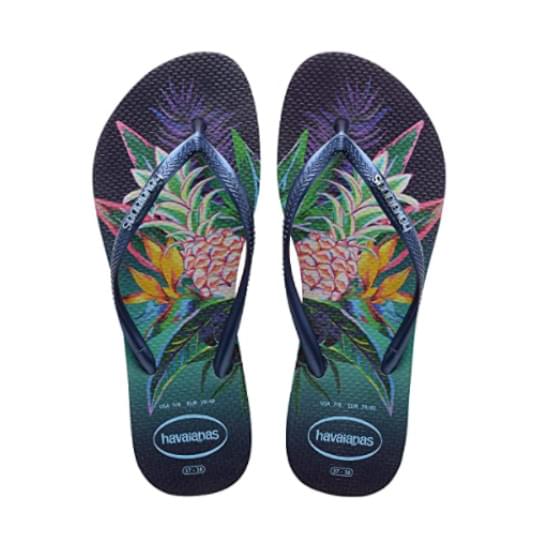 Imagem de Sandalia havaiana feminina slim tropical marinho 35/36