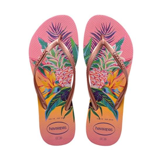 Imagem de Sandalia havaiana feminina slim tropical rosa porcelana 33/34