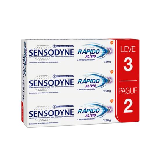 Imagem de Pack creme dental sensodyne rápido alívio & proteção duradoura caixa 90g cada leve 3 pague 2 unidades