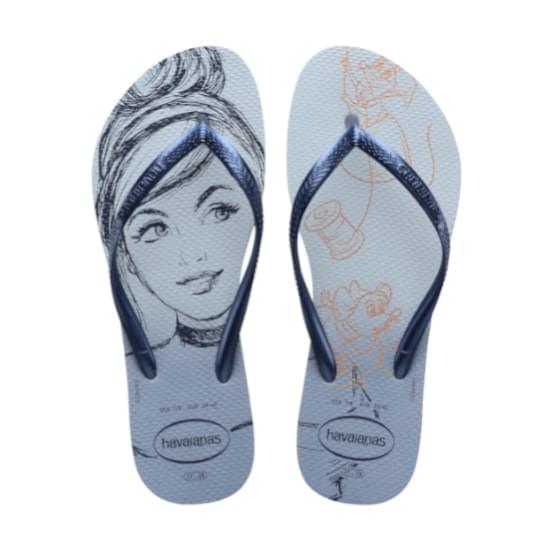 Imagem de Sandalia havaianas feminina slim princesas azul ashley 33/34