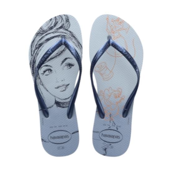 Imagem de Sandalia havaianas feminina slim princesas azul ashley 35/36