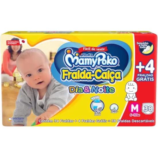 Imagem de Fralda-calça infantil mamypoko dia&noite jumbo promopack tamanho m | com 34+4 unidades