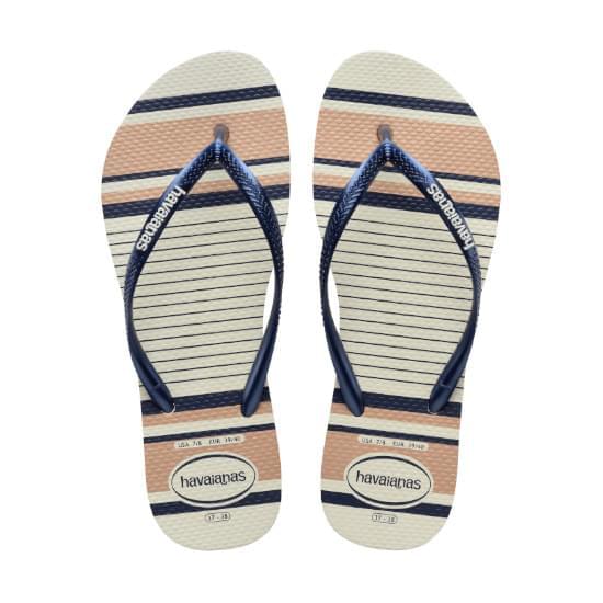 Imagem de Sandália havaianas feminina slim nautical branco/marinho 25/26