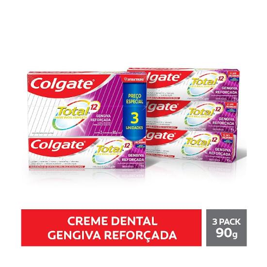 Imagem de Creme dental colgate total 12 gengiva reforçada com 3 unidades de 90g