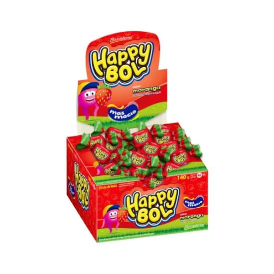 Imagem de Chiclés happy bol morango 140g | display com 47 unidades