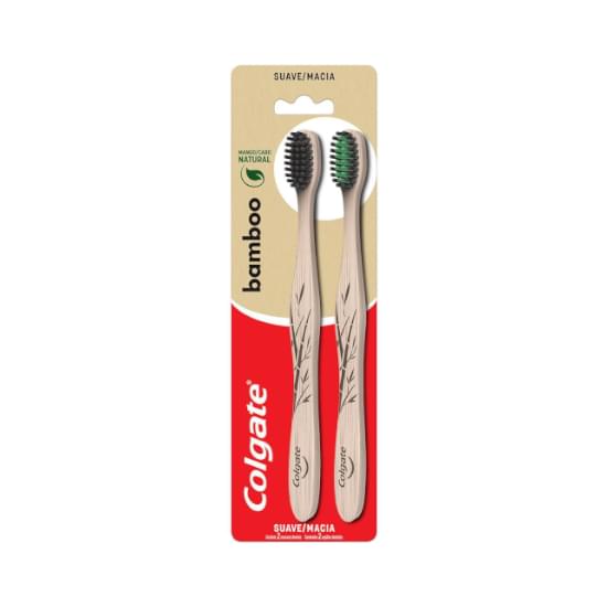 Imagem de Escova dental macia de bambu colgate com 2 unidades