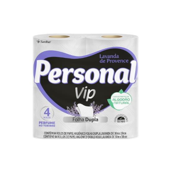 Imagem de Papel higiênico folha dupla lavande de provence personal vip 30m | pacote com 4 unidades