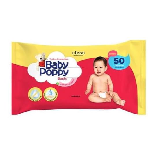 Imagem de Toalha umedecida infantil baby poppy basic | com 50 unidades