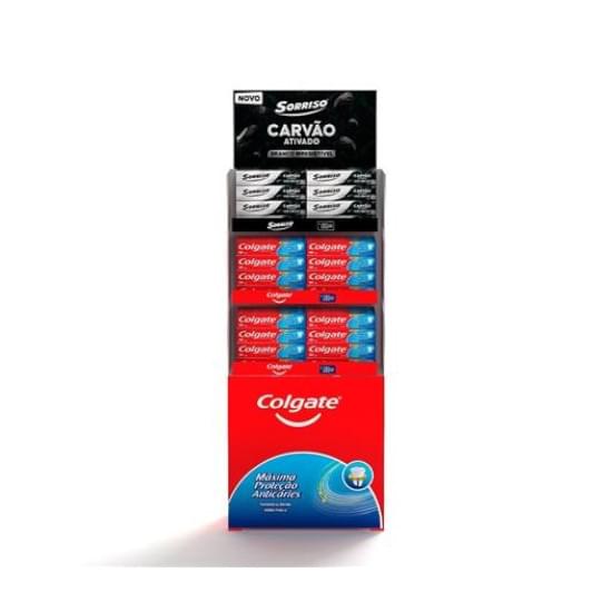 Imagem de Display de chão creme dental sorriso carvão ativado 60g + colgate máxima proteção anticáries 90g | com 240 unidades