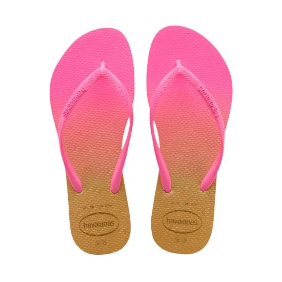 Imagem de Sandalias havaianas feminina slim gradient branco/rosa flux fluorescente 33/34