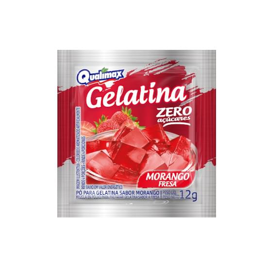 Imagem de Gelatina zero açúcar qualimax morango 12g | display com 15 unidades